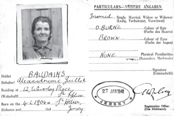 'Mother Baudains wartime identity card